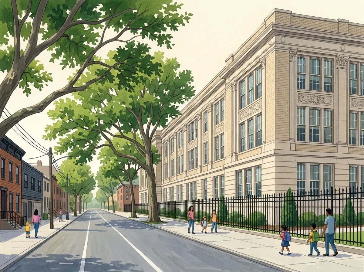 Illustration of Grover Cleveland High School